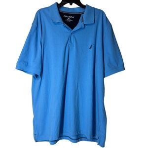 Nautica Mens Aqua Blue Short Sleeve Polo Shirt Cotton Size XXL Preppy Casual‎